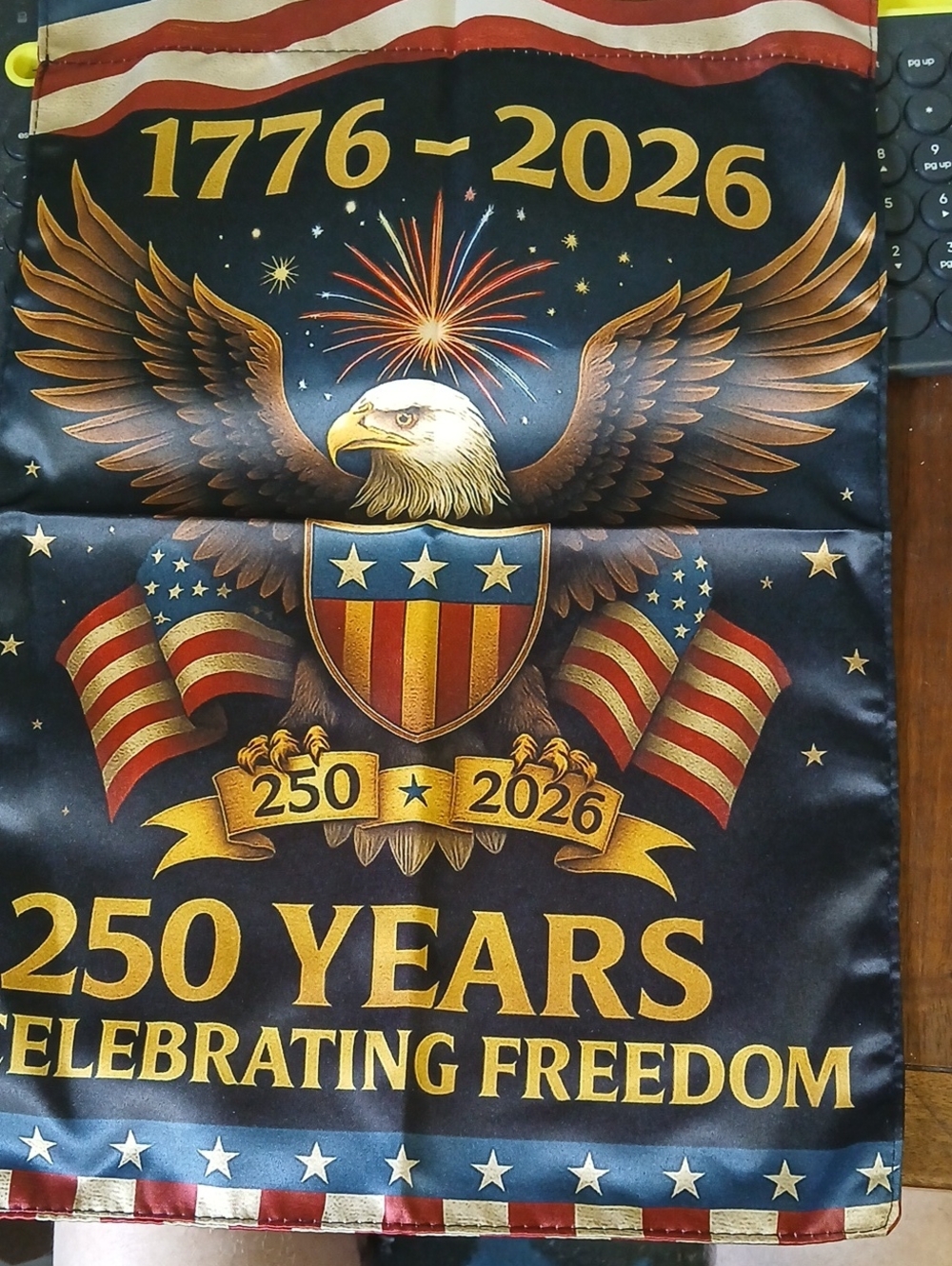 Patriotic 250 Years Celebrating Freedom Flag - Blue/Gold